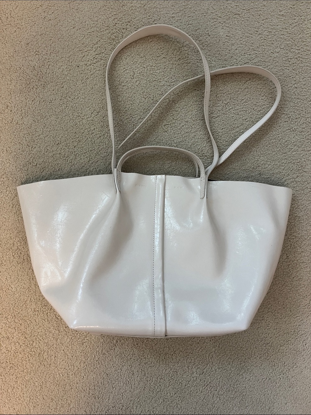 All Saints White Patent Tote with Dual Straps
